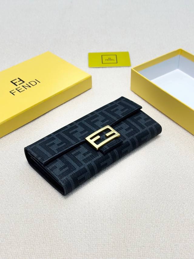 颜色 黑尺寸 19X10芬迪头层牛皮定制五金 必备长款钱包品质超赞手感一流