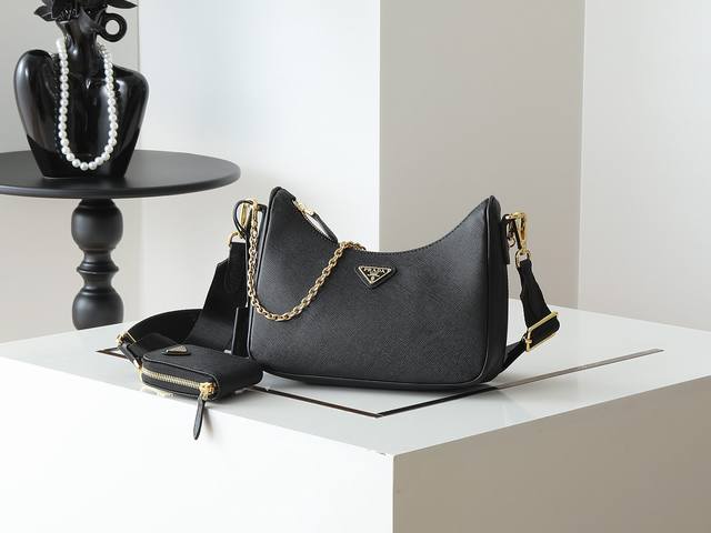 升级版 2025 爆款升级版Baokuanqnylon Hobo手拎 腋下包1Bh204原厂十字纹可拆卸p家 Re-Edition 2005 Saffiano皮