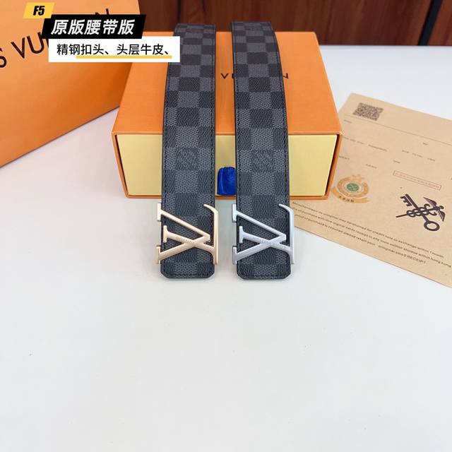 原版品质打孔 品牌 路易L家 男款 颜色 黑 扣头 金 银 扣头 原版精品纯铜五金扣头 带身 原版牛皮 尺寸 宽约 3.8Cm 长约 95Cm-125Cm 类别