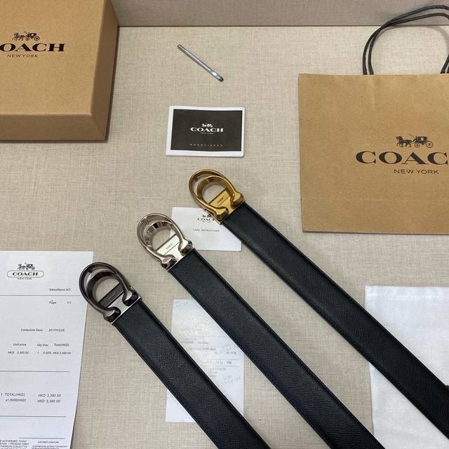 蔻驰皮带 爆款来袭 原单品质 3.8Cm规格 专柜对版头层牛皮 专柜同款 高真空电镀五金 均可旋转扣头 长度可剪裁 自由搭配 配专柜全套包装 送打眼针