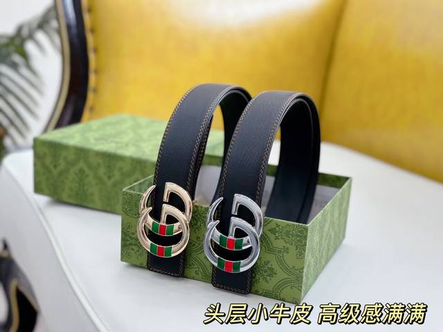 古奇 原单.品牌气息浓厚采用头层牛皮制作 结实耐用 迎合商务风格 上身效果超好 细节一流 商业潮男搭配休闲时尚 3.8厘米