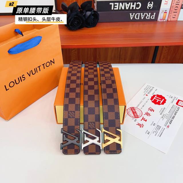 路易L驴家 寬度4.0Cm 面為原廠头层牛皮 風格效果 底為柔軟的黑色头层牛皮 經典字母精钢扣头效果 手感極佳 从买原版到开发历经数月打造而出 选料 做工细节