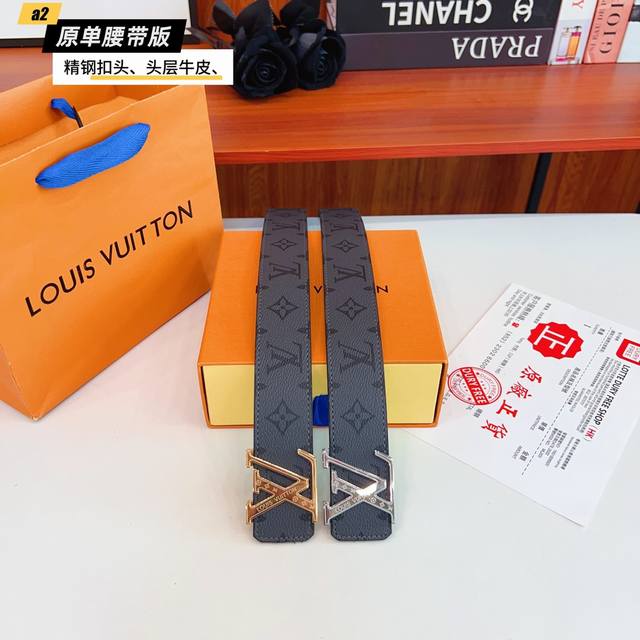 路易L驴家 寬度4.0Cm 面為原廠头层牛皮 風格效果 底為柔軟的黑色头层牛皮 經典字母精钢扣头效果 手感極佳 从买原版到开发历经数月打造而出 选料 做工细节