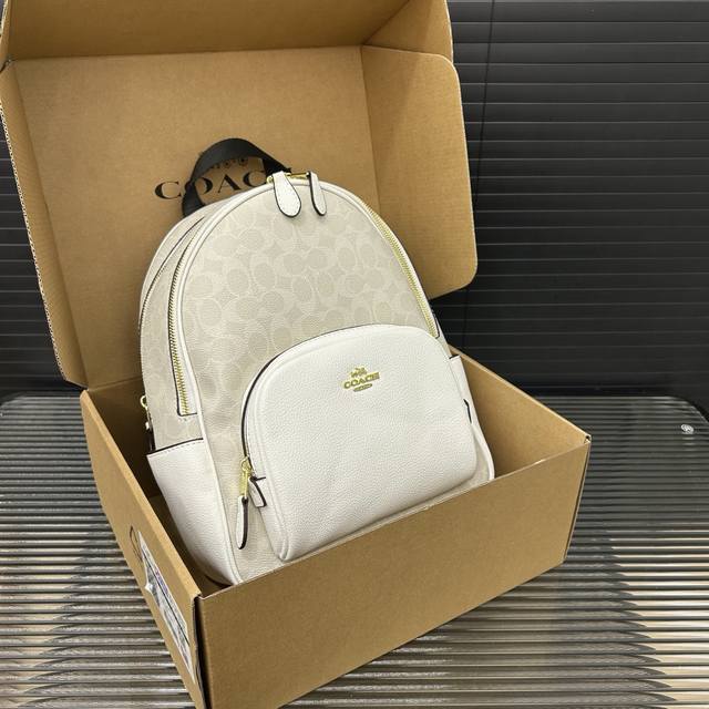 Coach 蔻驰 court28 标志印花双肩包 背包 电脑包 经典Logo搭配原厂工艺材质 休闲百搭 实物拍摄 原厂原版面料 配送防尘袋 28 X 32 Cm