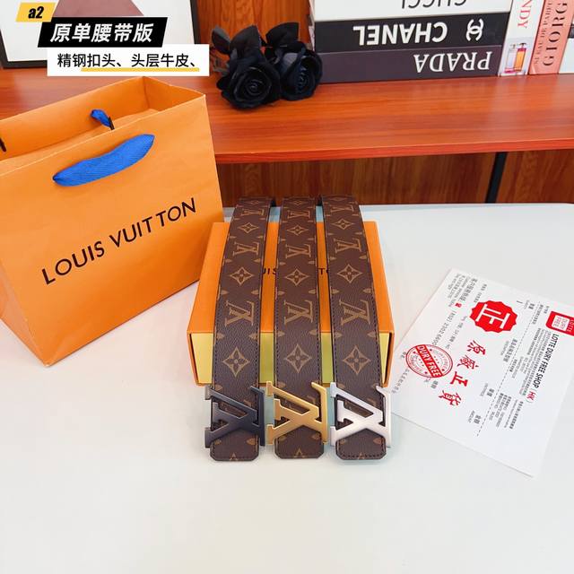 路易L驴家 寬度4.0Cm 面為原廠头层牛皮 風格效果 底為柔軟的黑色头层牛皮 經典字母精钢扣头效果 手感極佳 从买原版到开发历经数月打造而出 选料 做工细节