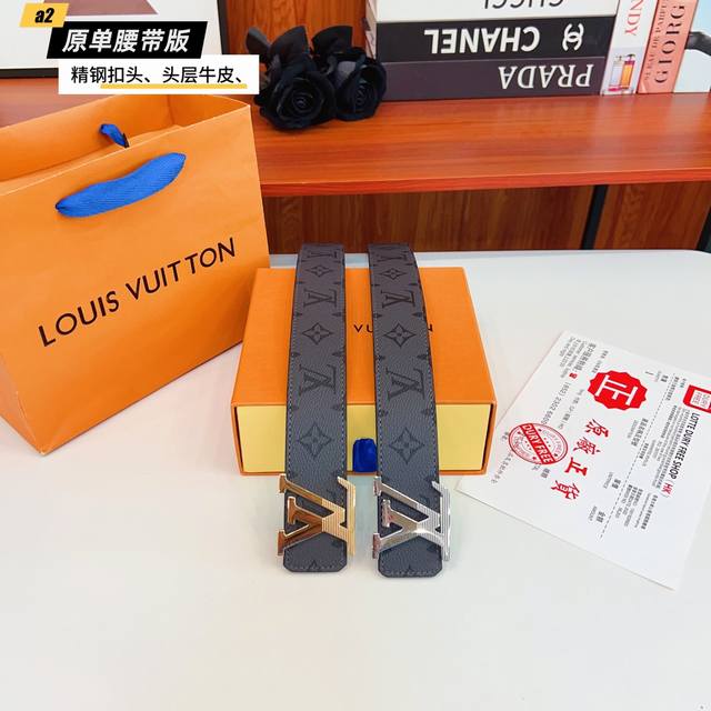 路易L驴家 寬度4.0Cm 面為原廠头层牛皮 風格效果 底為柔軟的黑色头层牛皮 經典字母精钢扣头效果 手感極佳 从买原版到开发历经数月打造而出 选料 做工细节