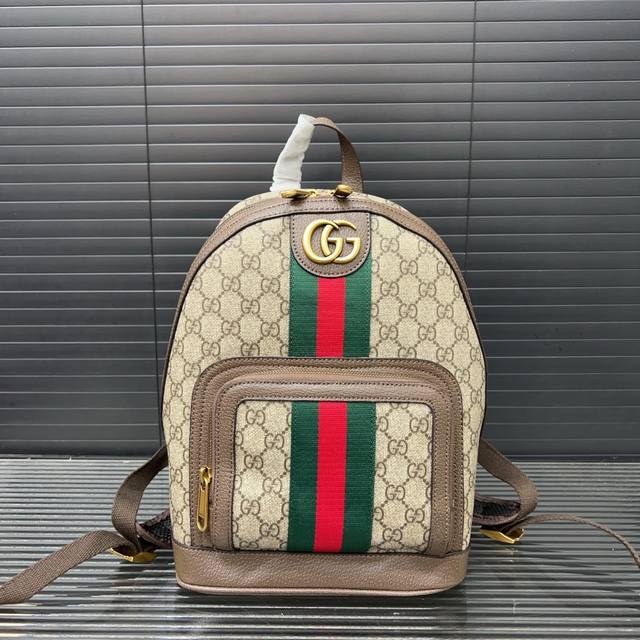 Gucci 古奇 ophidia系列小号Gg背包 双肩包 书包 男女通用 针织彩带设计 原厂面料 顶级做工 小票 规格 22 X 30Cm