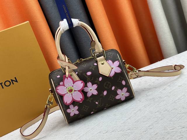 升级原版 M13805 M13257 M40390 M46234 Lv村上隆联名樱花Nanospeedy 手袋本款Nano Speedy手袋结合Monogram
