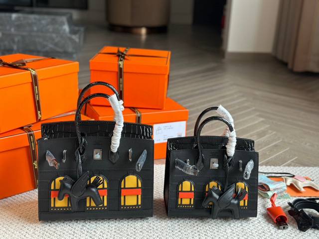 配盒 原版牛皮 细节完美 h家 小房子包 size 20Cm 25Cm 背铂金包的季节来啦 bk原版品质 头层牛皮 手感 质感 配丝巾+飞马