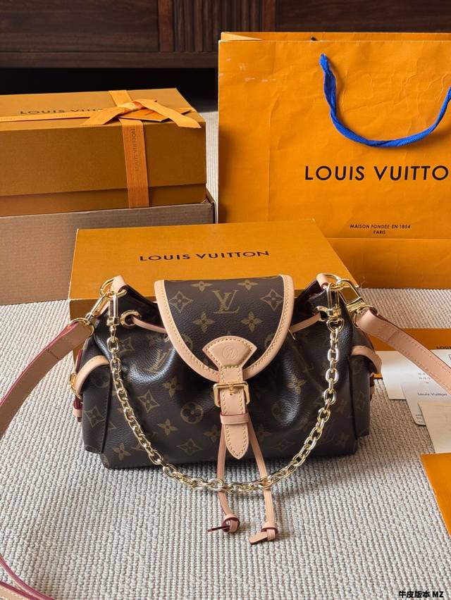 牛皮版本 lv Odyssee双肩包 新款 老花小号Bb双肩包 顶级牛皮 原单品质 尺寸 23 17Cm