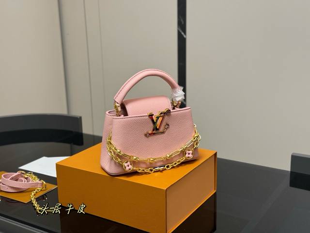 配折叠盒 size 22*12Cm 小 lv Capucines手袋 全粒纹Taurillon牛皮裁制 感觉低调 但有奢华质感 经典 经典