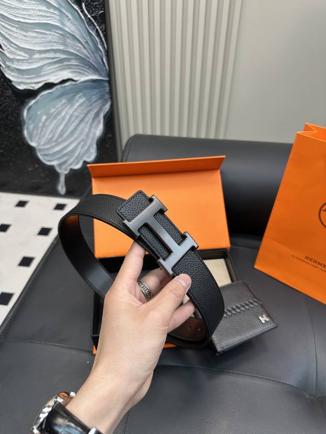 钱包+腰带套盒 爱马仕高版本 腰带 皮带 热门款 皮带里面最火的版本啦 质量很好 全套包装