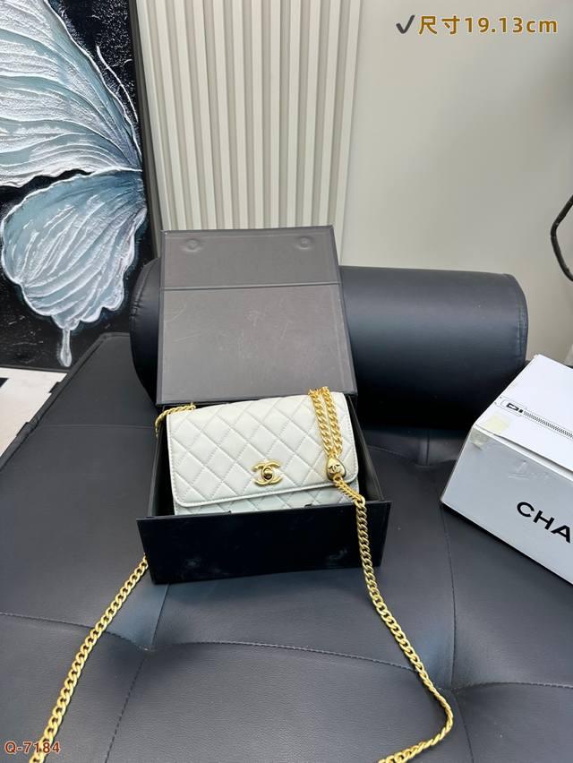 免税店全套包装 香奈儿发财包爱心链条Woc女包女士单肩包斜挎包 羊皮纹链条包王炸爆款 复古又休闲爱了爱了 尺寸19.13