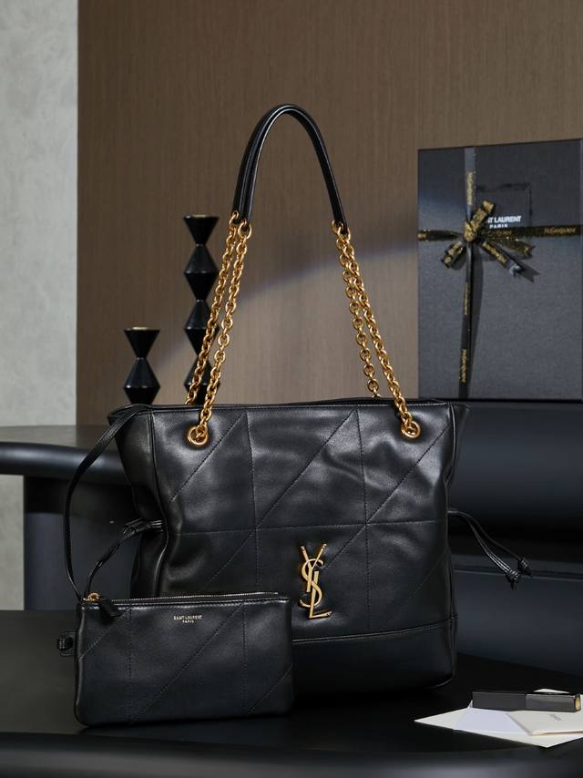 原厂皮全套原版包装 黑羊皮 金 Ysl 新款Jamie 4.3 L小号 Arge Pochon羊皮腋下包 设计师真的太懂消费者需要什么了吧很多托特包的设计都没法