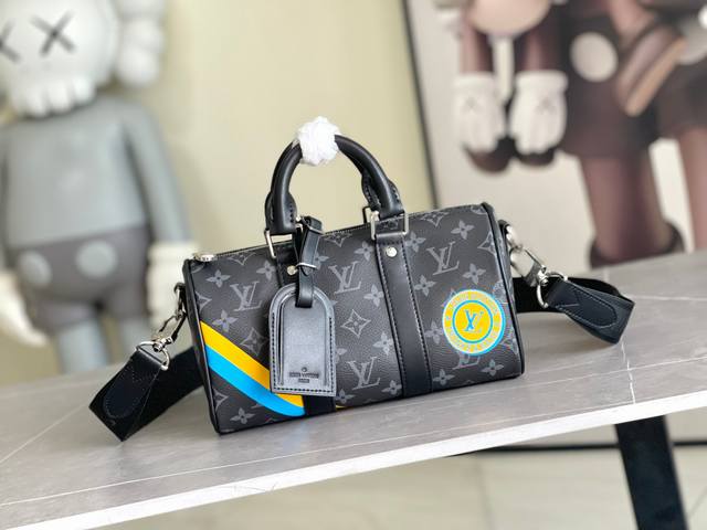 顶级原单变码芯片 P2520 顶级原单M11591 M46271黑花 枕头包 本款 Keepall 25 手袋取材 Monogram Eclipse Rever