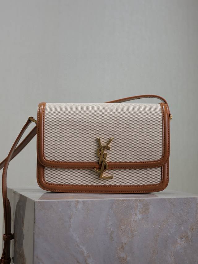 正品级 棕色牛皮配棉麻 Solferino Box_23Cm 必火爆款，还没上市就攻陷了整个时尚圈，怀旧左岸，灵感来自巴黎左岸街名Rue De Solferin