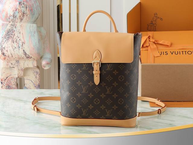 出厂价P 顶级原单 独家实拍 M14653老花黄皮 双肩包 Soho 双肩包 从1996年的阿尔勒孔包中受到启发，以利用率高的背包展示的Soho Mm Sogo