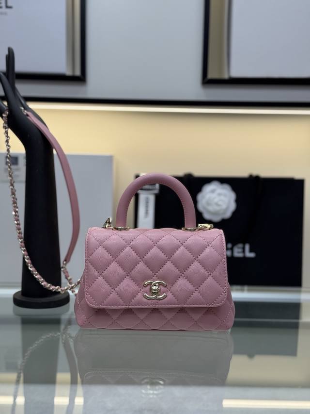 特级版本 Coco Handle 少女粉 浅金 定制原厂细球小牛皮 对版五金 一款成为经典让你爱不释手 适用于任何场合驾驭 品质待您来验证 Size：19Cm