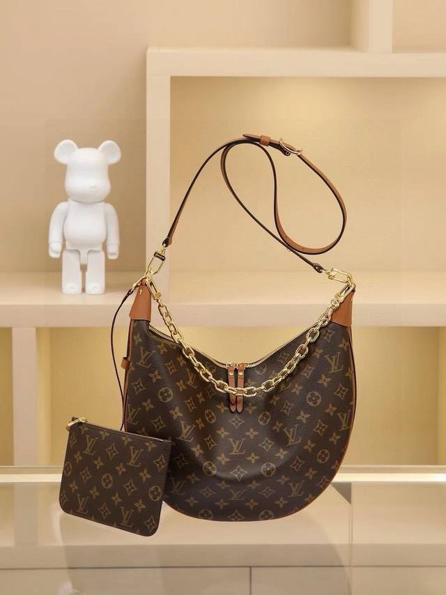 顶级原单变码芯片版 M46311老花 最新 走秀 经典老花配黄花 Lv Marel 中古包，大小非常合适呦！造型也很特别，肩带质感很舒服，不会勒肩，颜值与实用兼