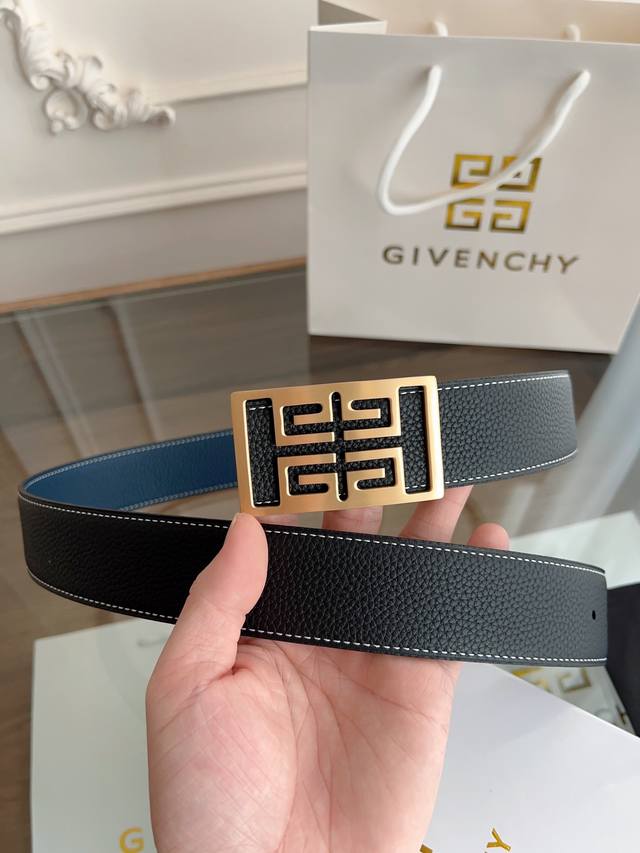 纪梵希 双面意大利进口头层荔枝纹牛皮，搭配真空电镀拉丝纯钢扣，经典款式，专柜有售，市场顶级品质，支持验货 配送全套专柜包装，宽度 3.8Cm