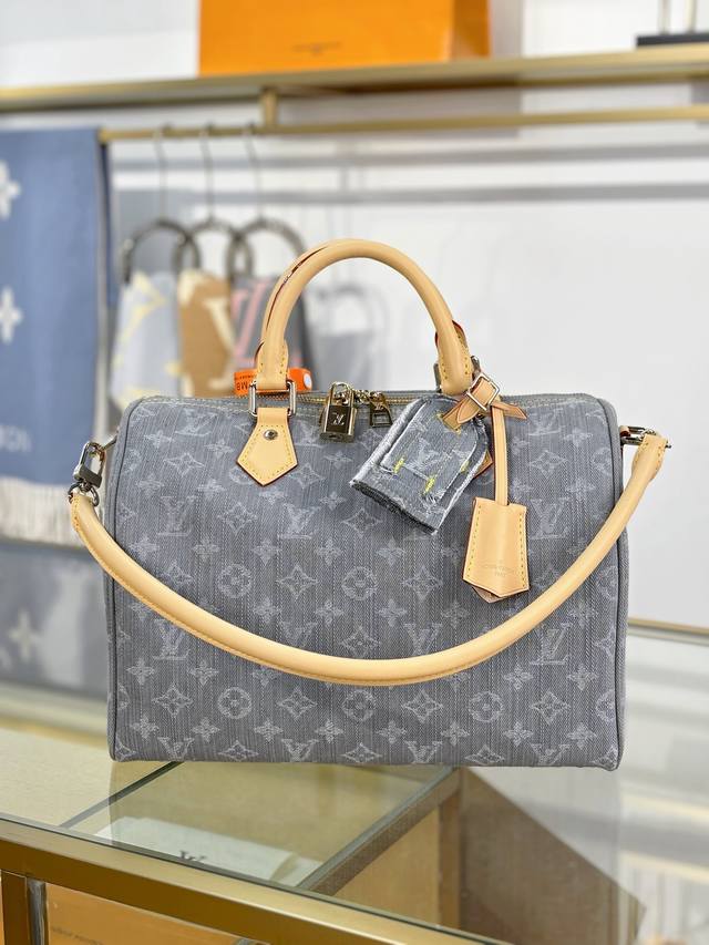 163C芯片版原厂皮 Speedy Soft 30 手袋 型号：M13344牛仔灰色 材料：进口原厂面料 包装：全套原厂免税包装 尺寸：30X21X17Cm