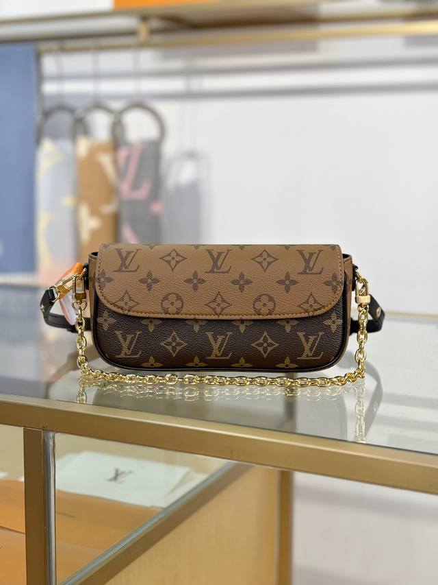 免税 163C芯片版原厂皮 Wallet On Chain Ivy 手袋 型号：M26587黄花 材料：进口原厂面料 包装：全套原厂免税包装 尺寸：23.5X1