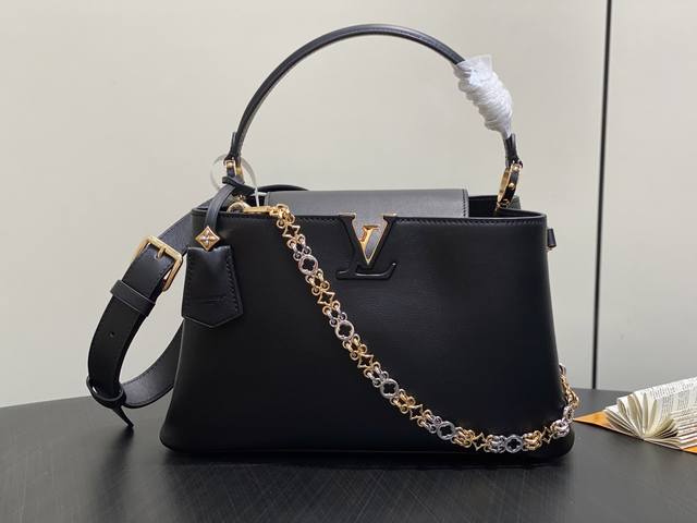 原单精品 M12927黑色 全皮链条Cap那英款 Capucines Souple 中号手袋 M12924巧克力色 M12929灰色 本款 Capucines