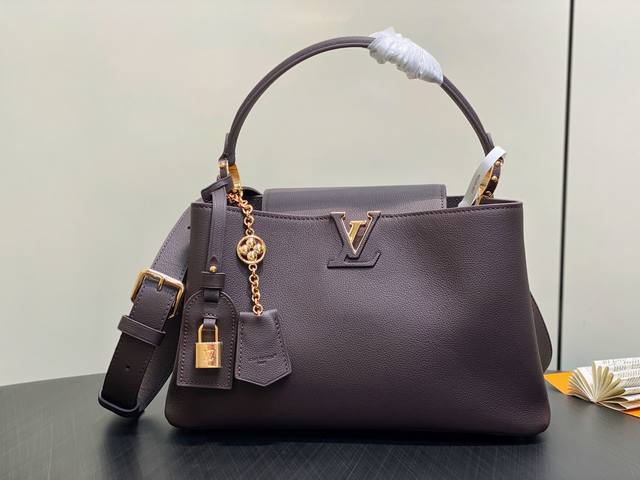 原单精品 M12924巧克力色 全皮Cap那英款 Capucines Souple 中号手袋 M12929灰色 M12927黑色 本款 Capucines So