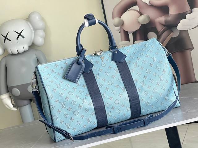 顶级原单本款M14837蓝色 Keepall Bandouliere 50 旅行袋取材 Monogram Heritage 涂层帆布，以华美格调传递游轮旅行风尚