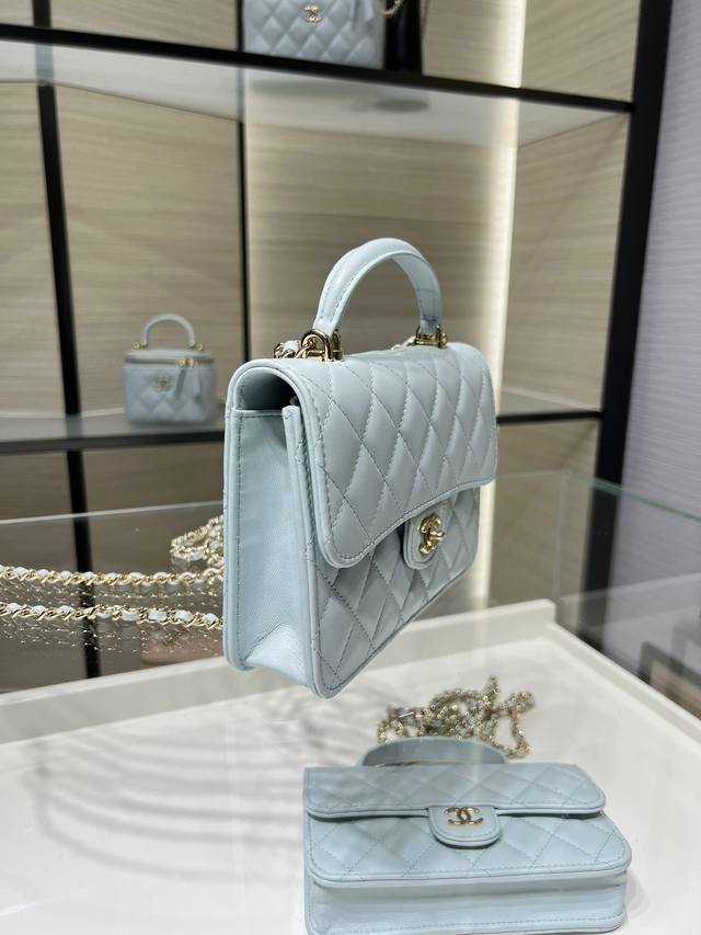 Ohanel 25P新款 小羊皮 三合一 手挽 双肩 单肩 三用小书包Baby蓝 Ap5790Y 尺寸14X18X3