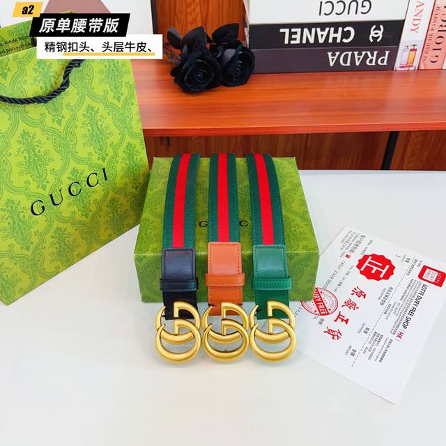 Gucc古奇G家 女款 原单新品 带身采用雙面意大利進口原廠牛皮纹 非市场普通版本 黑色经典配色 百搭适合各种场合 扣头精品设计注意细节 宽度3.4Cm