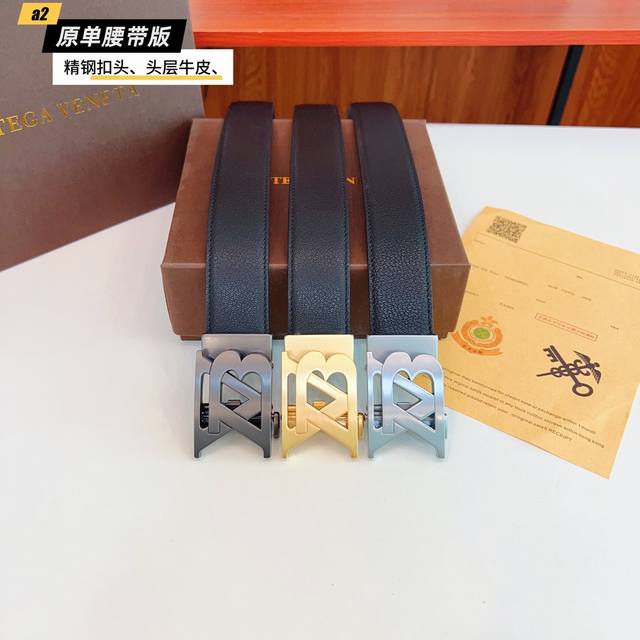 原版品质滑道 品牌：Bv保家 男款 颜色：黑 扣头：金 银 枪 扣头：原版精品纯铜五金扣头 带身：原版牛皮 尺寸：宽约：3.8Cm 长约：95Cm-125Cm