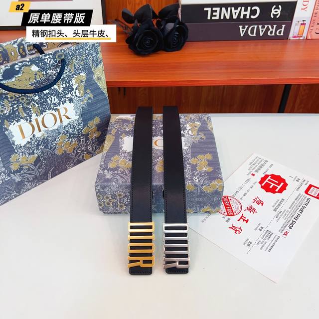 Dio迪家 男女款 原单新品 带身采用雙面意大利進口原廠牛皮纹 非市场普通版本 黑色经典配色 百搭适合各种场合 扣头精品设计注意细节 宽度2.0Cm