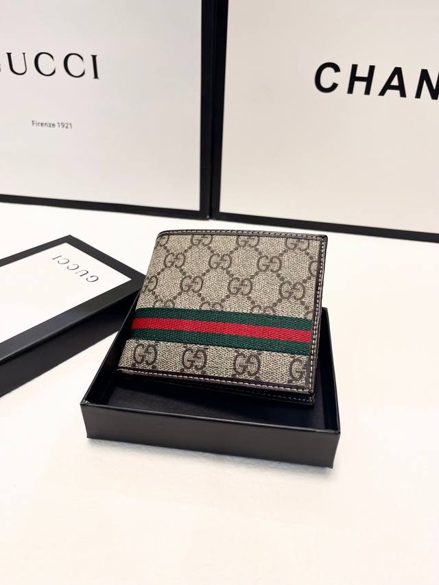 颜色 黑色 尺寸 短12X10实拍古琦专柜款男士短款对折一比一Pvc配牛皮手感无敌简约大气男士必备