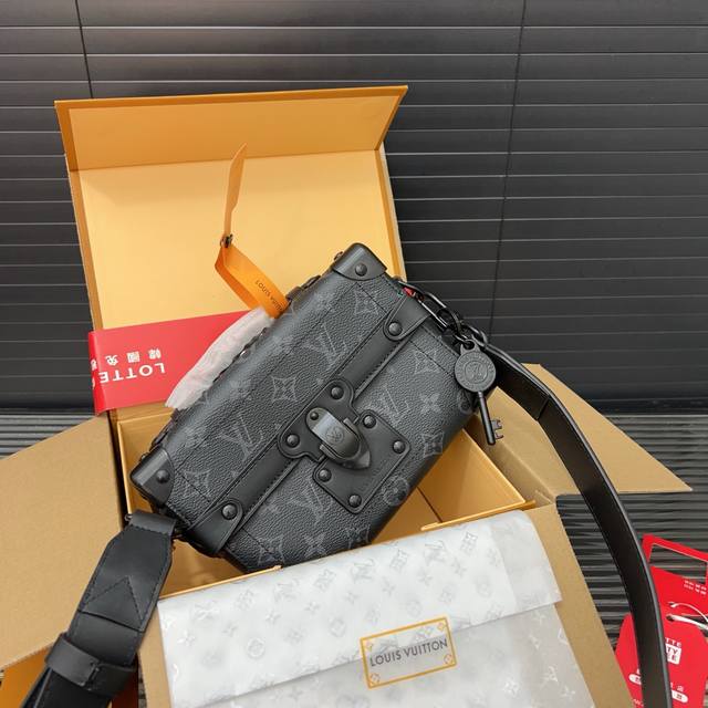 Louisvuitton 路易威登 Soul Trunk 老花做旧可拆卸可调节肩带锁扣开合 Monogram Heritage涂层帆布 盒子包单肩斜挎包 男女通
