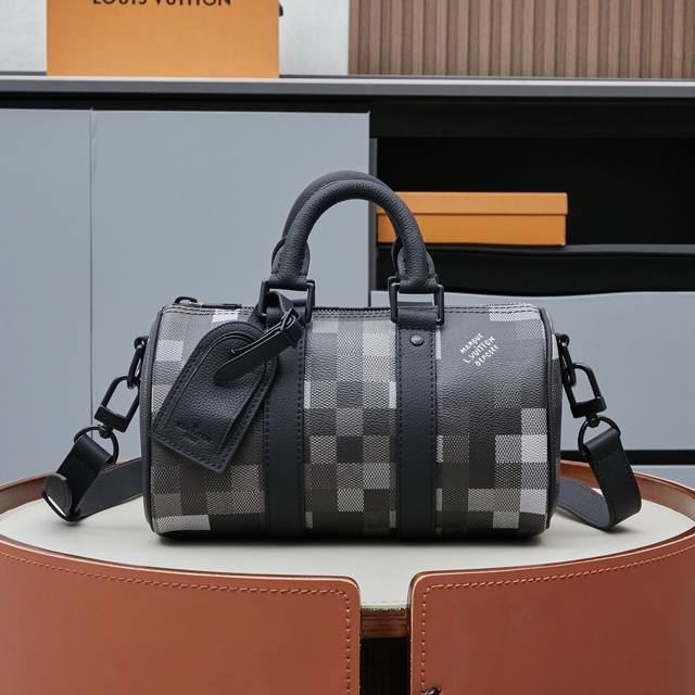 独家实拍 M14919黑格 迷彩Speedy枕头包 当季新款 Keepall BandoulièRe 25 手袋 本款 Keepall BandoulièRe