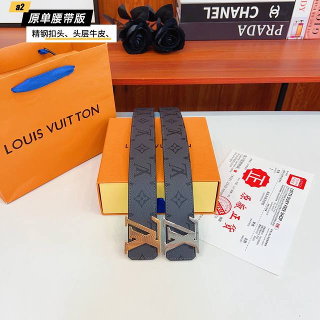 路易L驴家 寬度4.0Cm 面為原廠头层牛皮 風格效果 底為柔軟的黑色头层牛皮 經典字母精钢扣头效果 手感極佳 从买原版到开发历经数月打造而出 选料 做工细节