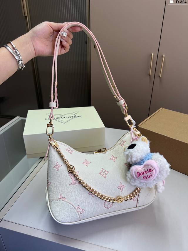 芯片版本 Lv 牛角包 Vintage 经典单肩包 单肩斜挎都无敌好看百搭！ D-324尺寸28×17折叠盒飞机盒