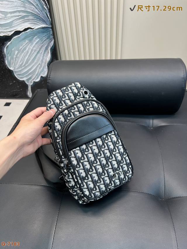 迪奥Dior胸包斜挎单肩包 采用精湛镶嵌细工 实物原厂原版面料 尺寸：17.29