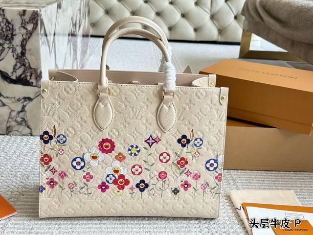 牛皮 配盒 Size：34*26Cm 中 万众期待的Onthego 圣诞之前终于到货啦！ L家 Onthego 就是你的本命包 怎么搭配都Ok