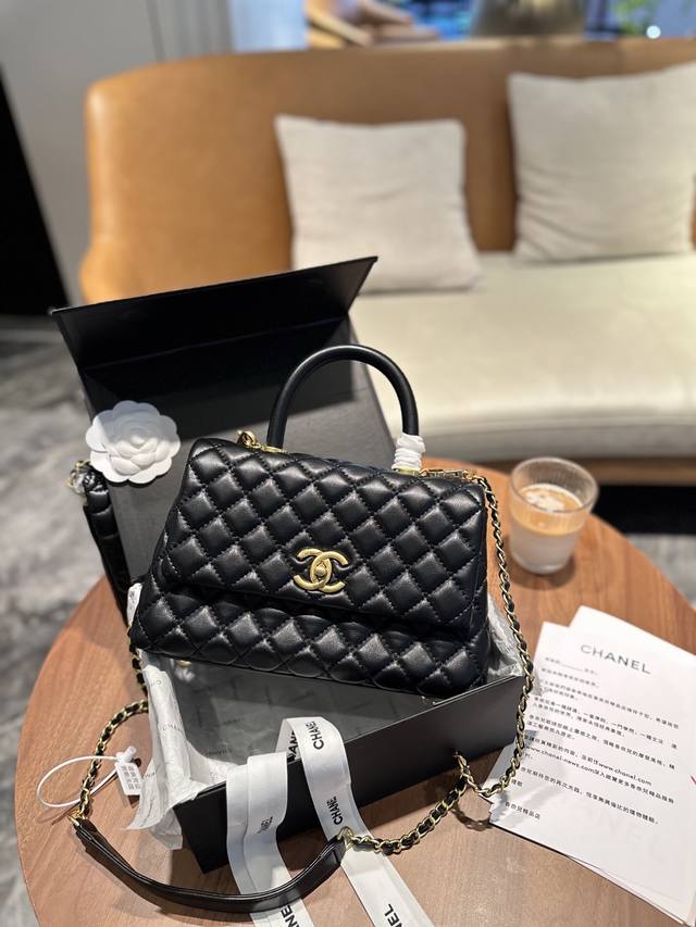 折叠礼盒包装 高版本 复刻版 Size：24Cm 小香家Coco Handle 手提包 牛皮材质 原版五金！！