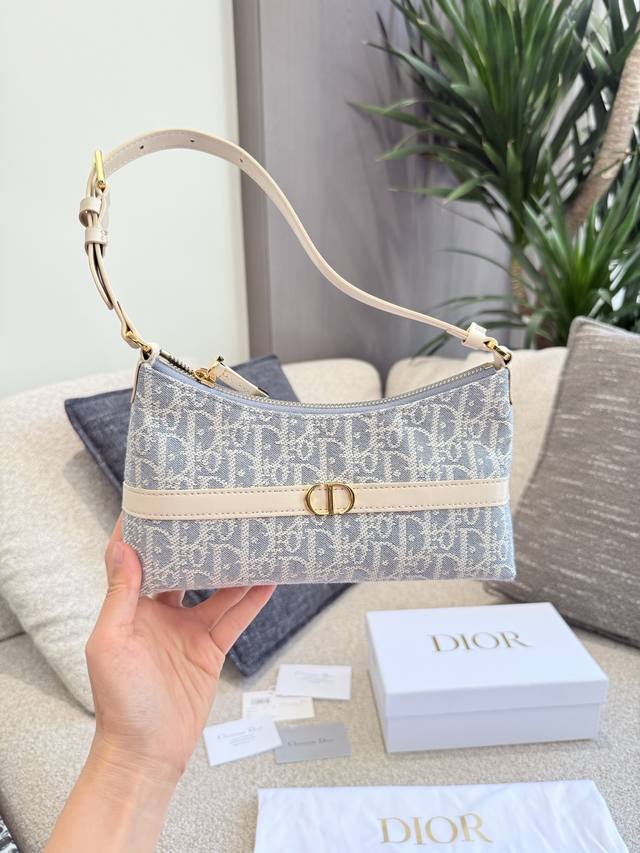 Dior。上新New 浅蓝老花腋下包 这个系列很清凉，蓝白配给人夏日的清爽感，非常干净的 腋下包，符合夏天小包但同时容量要求不小的要求，自重非常轻，可以做到随走