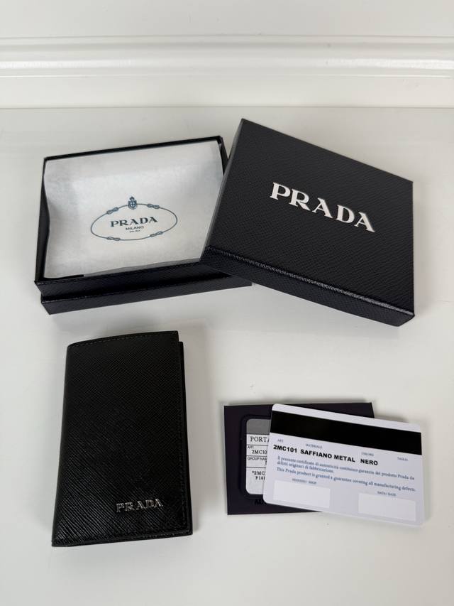 P家十字纹男士卡夹，黑色，型号2Mc101，尺寸11×7Cm，原单品质