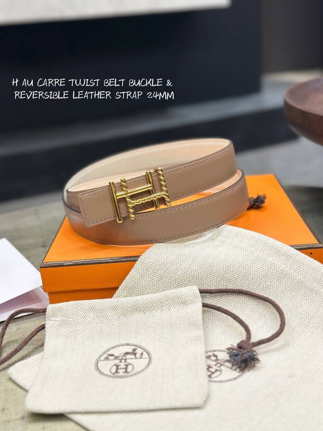 爱马仕 意大利进口头层小牛皮配手掌纹底，搭配真空电镀亮面纯铜扣，官网新款，专柜有售，市场顶级品质，支持验货 配送全套专柜包装，宽度 2.4Cm