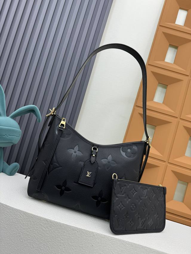 独家背景 原单米M46288黑小号M46289黑大号Carryall 小号手袋取材 Mono Gram Empreinte 压纹皮革，充裕构型设有齐整内层，大号