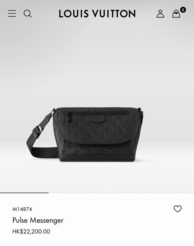 M14874 黑压 顶级原单 变码芯片163C 本款 Pulse 邮差包以 Monogram Eclipse 帆布塑造精巧构型 为翻盖上的外袋搭配线绳拉链头 磁