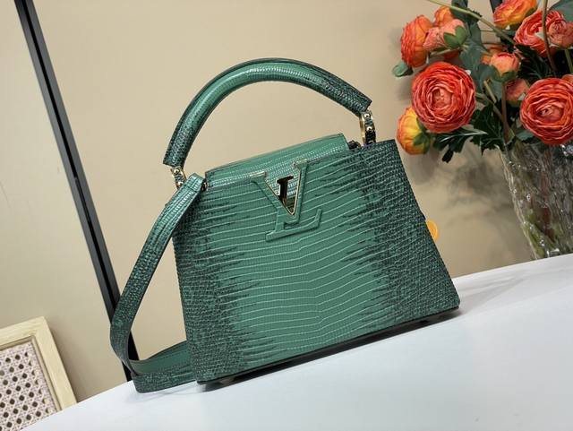 顶级原单复刻独家实拍 Capucines Mini 手袋 N48865 98156 绿色蜥蜴 牛皮压蜥蜴纹 Capucines Mini 手袋精巧融合雍容蜥蜴皮 顶级原单复刻独家实拍 Capucines Mini 手袋 N48865 98156 绿色蜥蜴 牛皮压蜥蜴纹 Capucines Mini 手袋精巧融合雍容蜥蜴皮