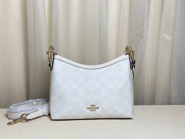 新款Coach蔻驰女包Laurel流浪包小号单肩斜跨手提包腋下包 Cbh15尺寸 19*8*15冰川白现货