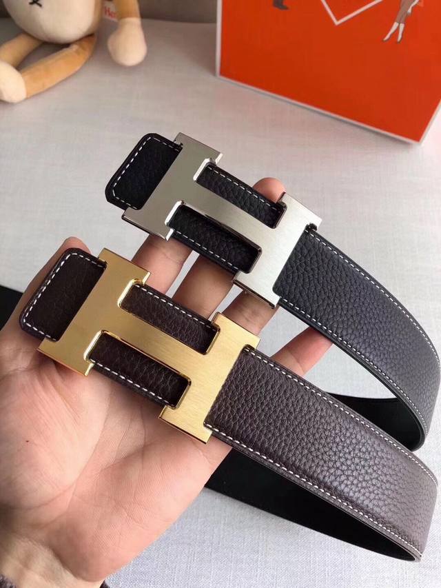 爱马仕 进口 原单品质经典男款腰带专柜Togo皮搭配精钢马拉车焊点扣 钢扣不褪色 头层进口皮 3.8厘米 实用与美观兼并。