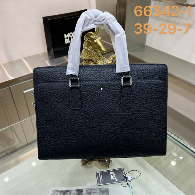 最新款来袭 Montblanc 万宝龙 公文包，进口顶级头层原版自然摔牛皮 手感舒适 皮质超柔 简单大气的Logo 高端休闲版型 品质气质同步而行型号：6634